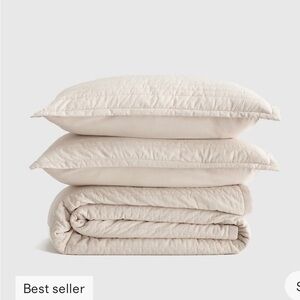 Organic Cotton Striped Stitch Quilt in Sand Full/Queen